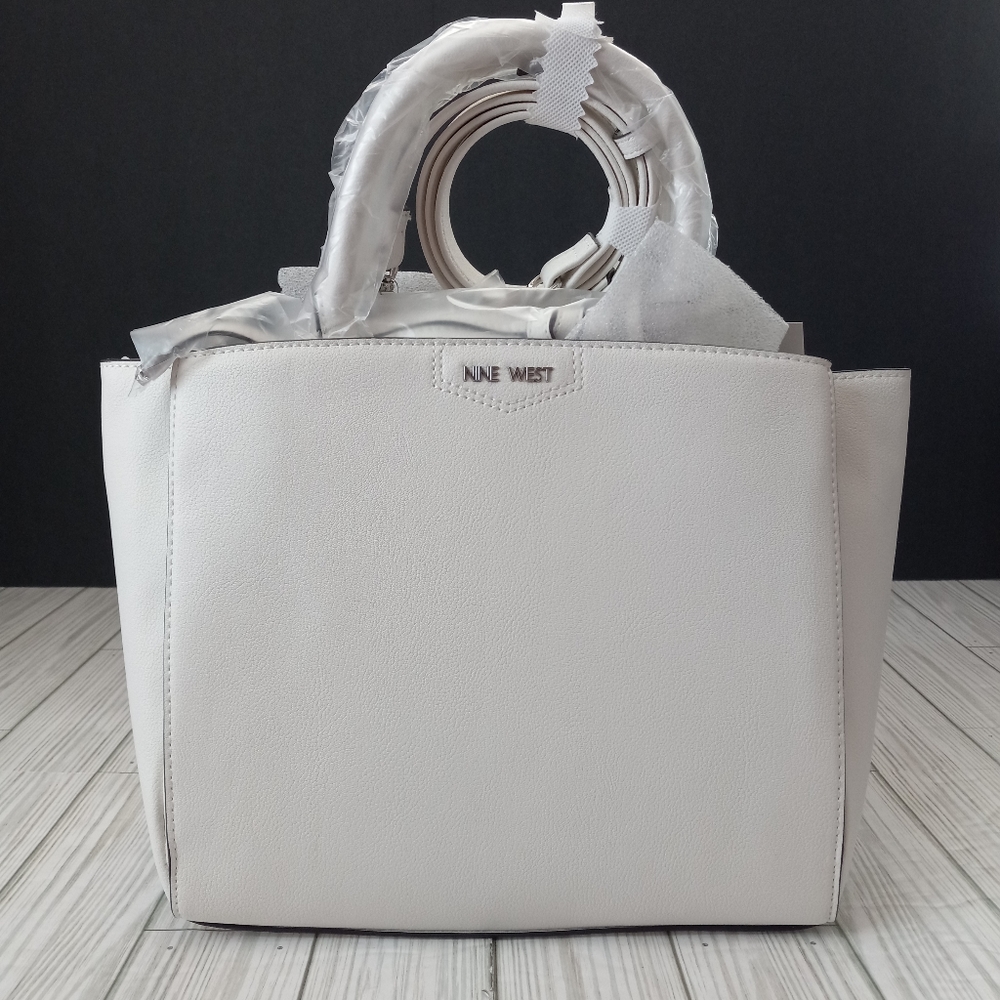 Nine West White Jamae Satchel Purse